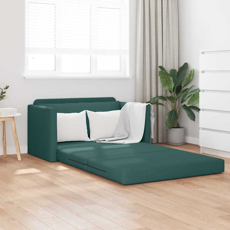Vloersofa Bed 2-in-1 Donkergroen 124x71x78 cm Stof