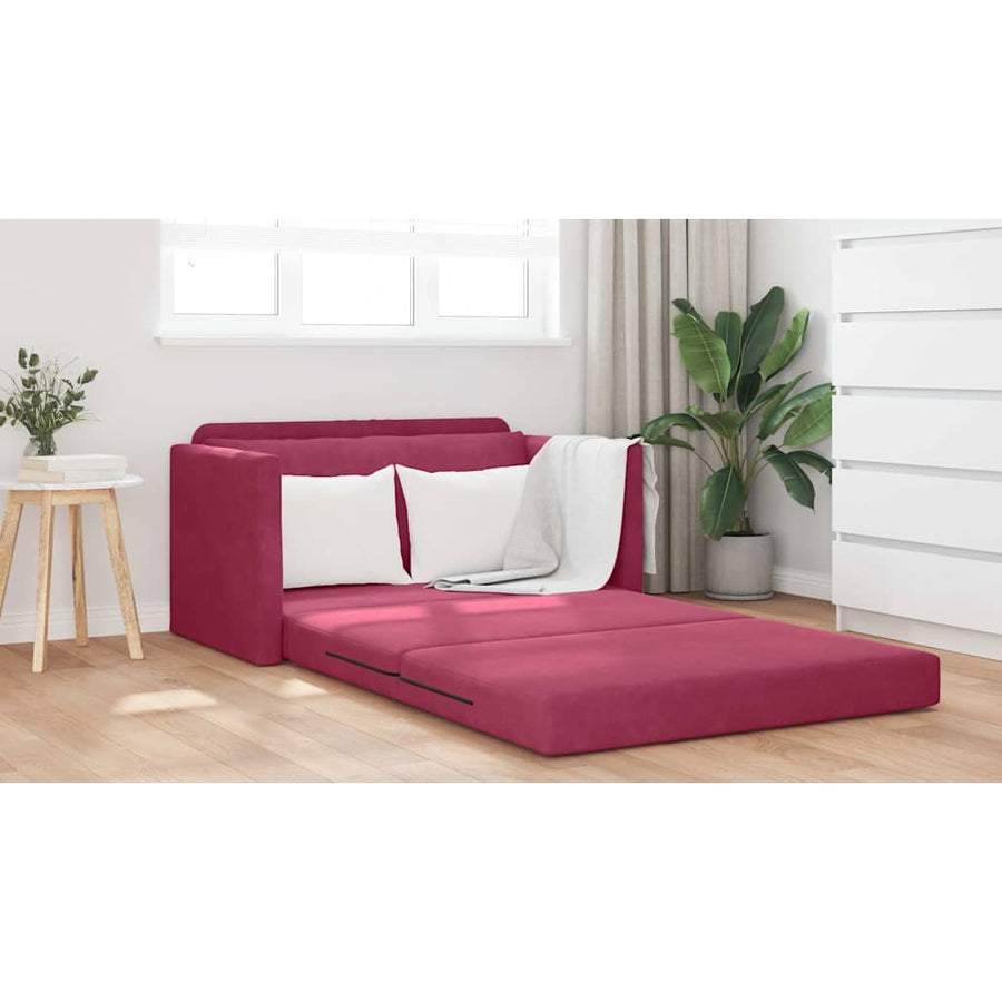 Sofa Bed Wijnrood 124 x 204 x 61 cm Fluweel