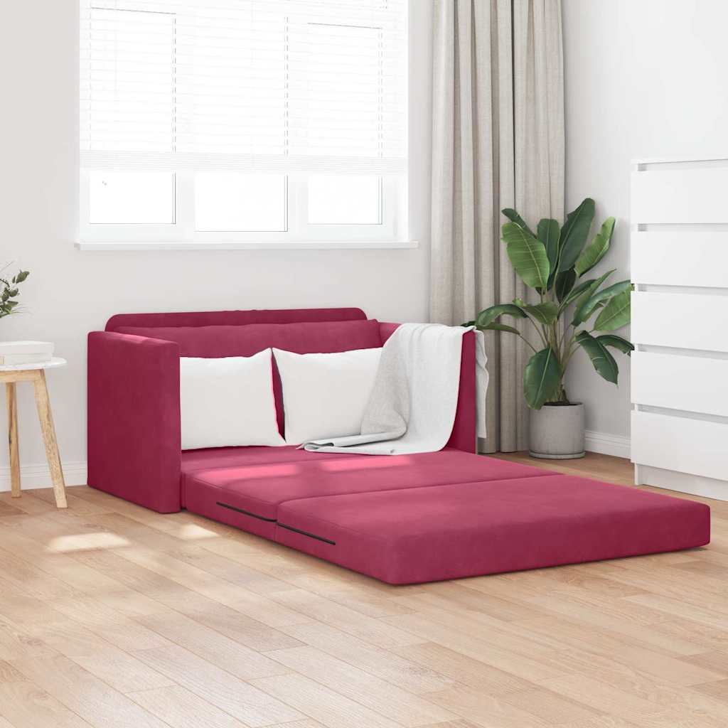 Sofa Bed Wijnrood 124 x 204 x 61 cm Fluweel