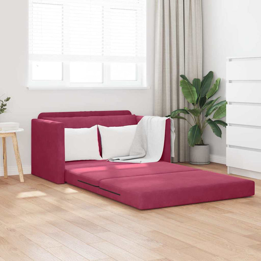 Sofa Bed Wijnrood 124 x 204 x 61 cm Fluweel