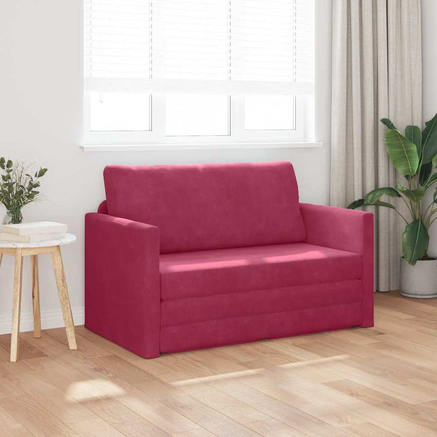 Sofa Bed Wijnrood 124 x 204 x 61 cm Fluweel