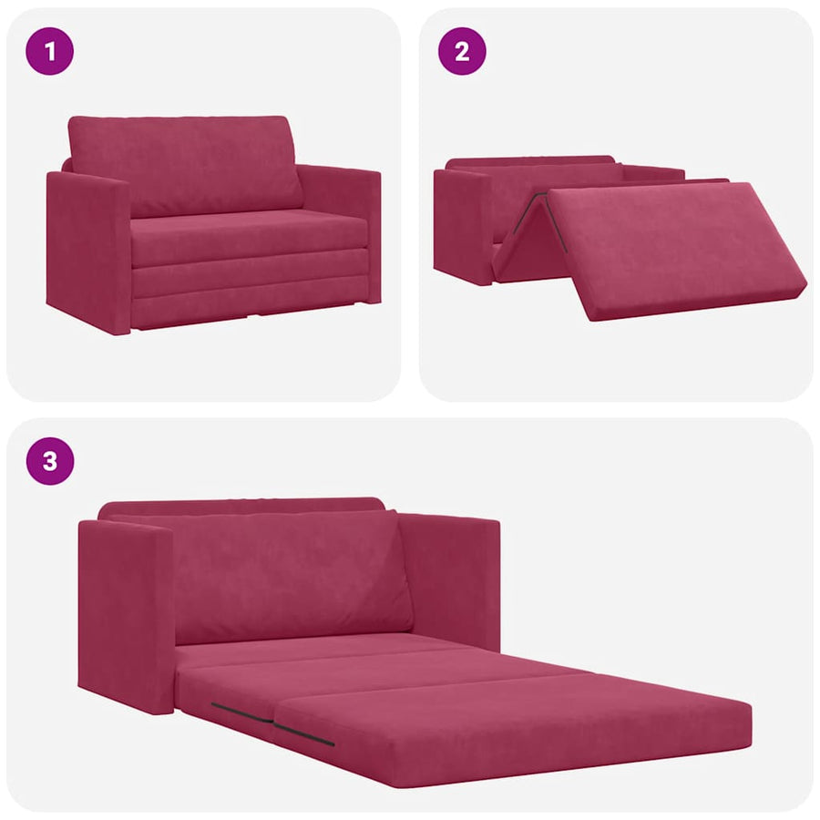 Sofa Bed Wijnrood 124 x 204 x 61 cm Fluweel