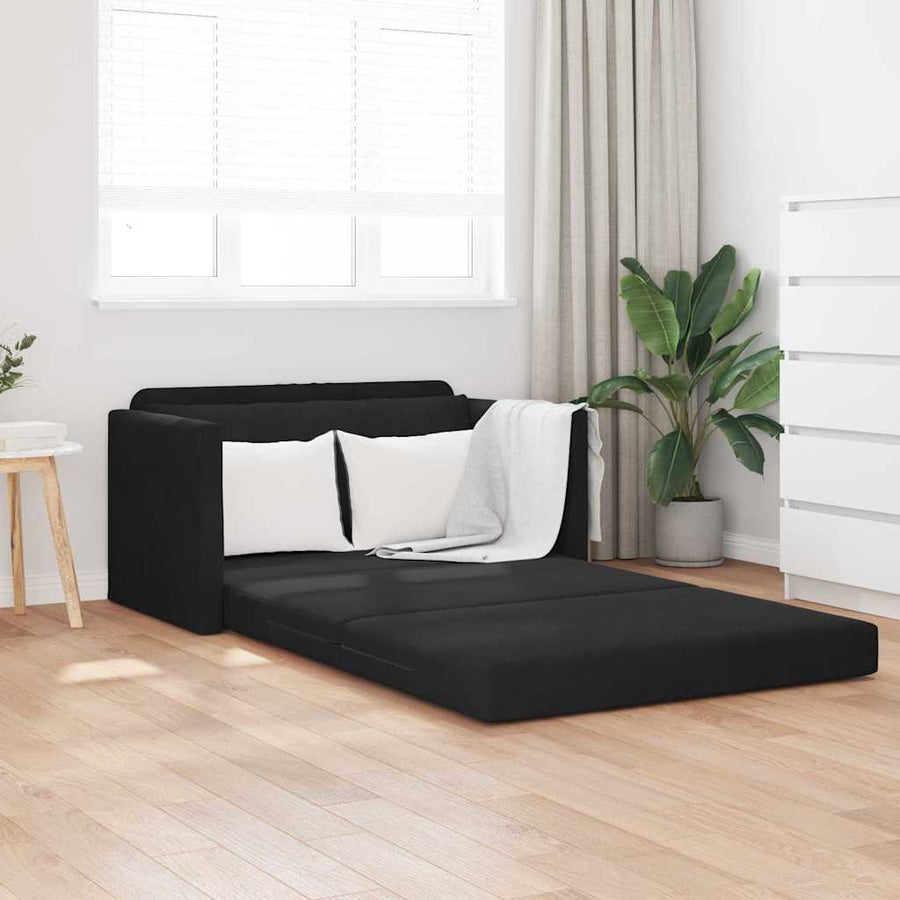 Vloersofa Bed 2-in-1 Zwart 124x204x61 cm Velvet
