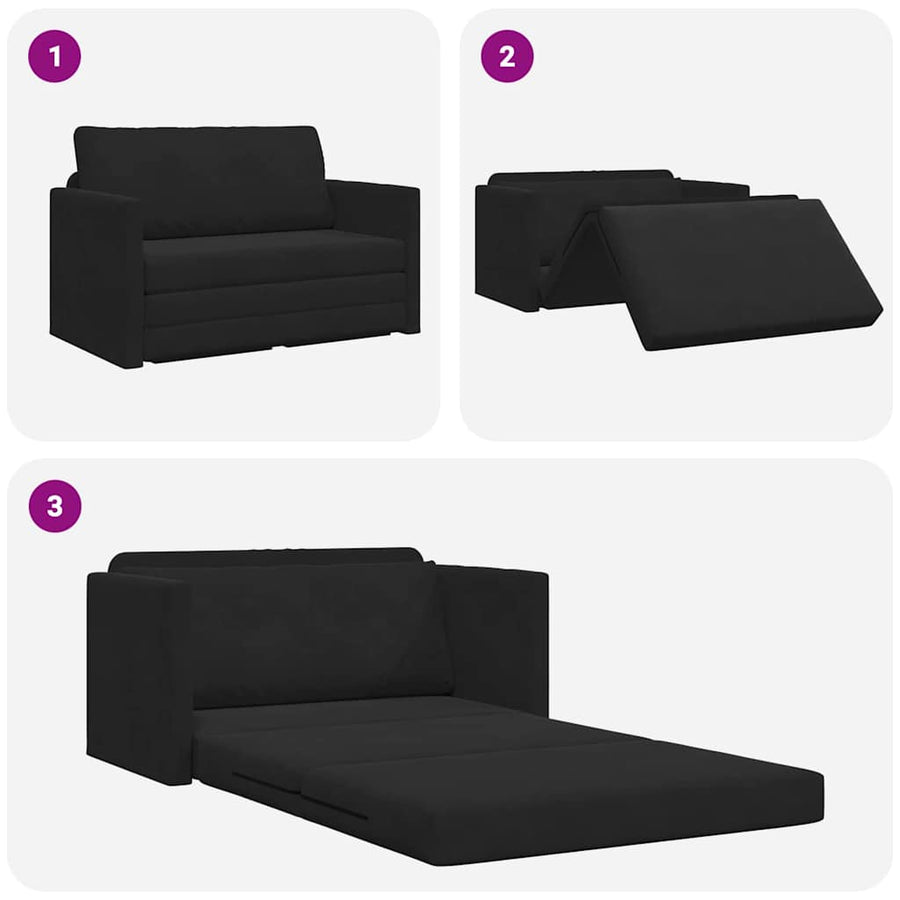 Vloersofa Bed 2-in-1 Zwart 124x204x61 cm Velvet