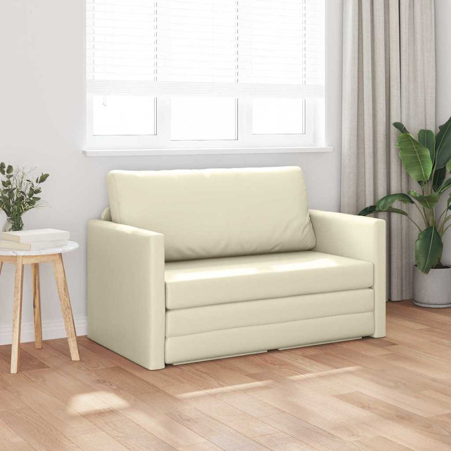 Slaapbank 110cm Crème Kunstleer