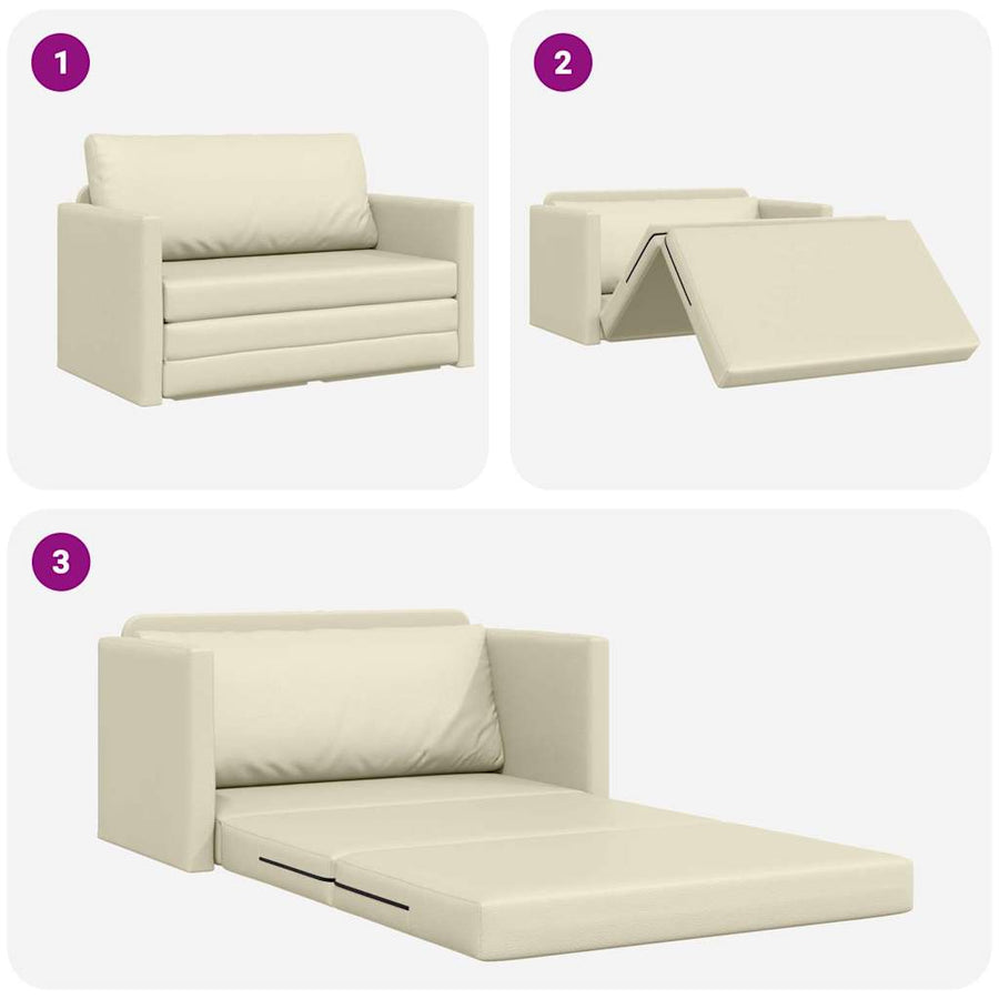 Slaapbank 110cm Crème Kunstleer
