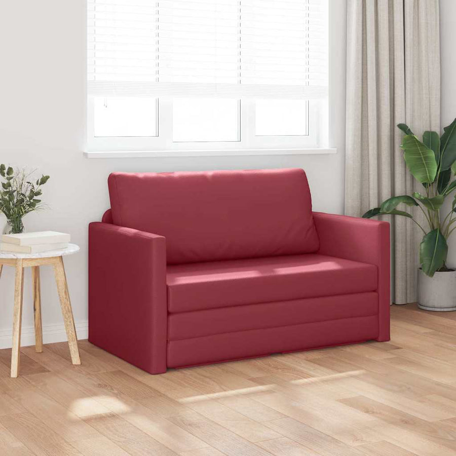 Slaapbank 110cm Wijnrood Kunstleer