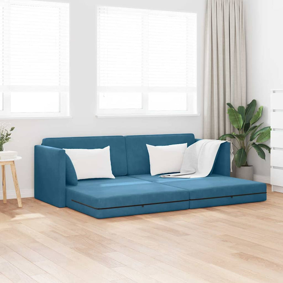 Vloerslaapbank Blauw 213 x 70 x 77 cm Fluweel
