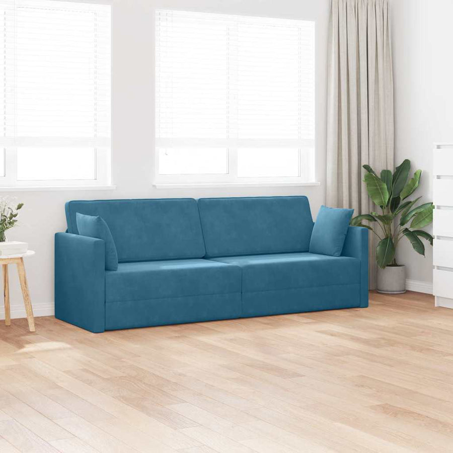 Vloerslaapbank Blauw 213 x 70 x 77 cm Fluweel