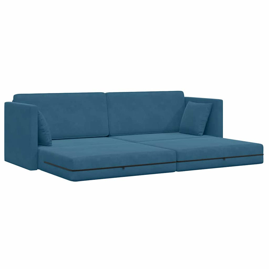 Vloerslaapbank Blauw 213 x 70 x 77 cm Fluweel