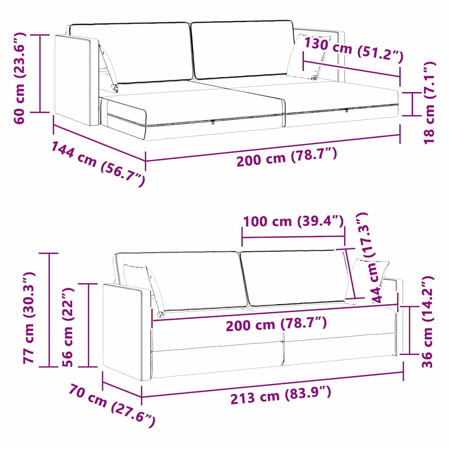 Vloerslaapbank Blauw 213 x 70 x 77 cm Fluweel