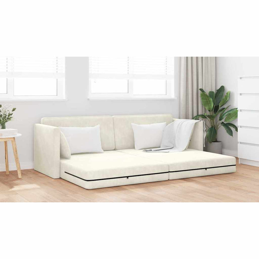 Vloerslaapbank Crème 213 x 70 x 77 cm Fluweel