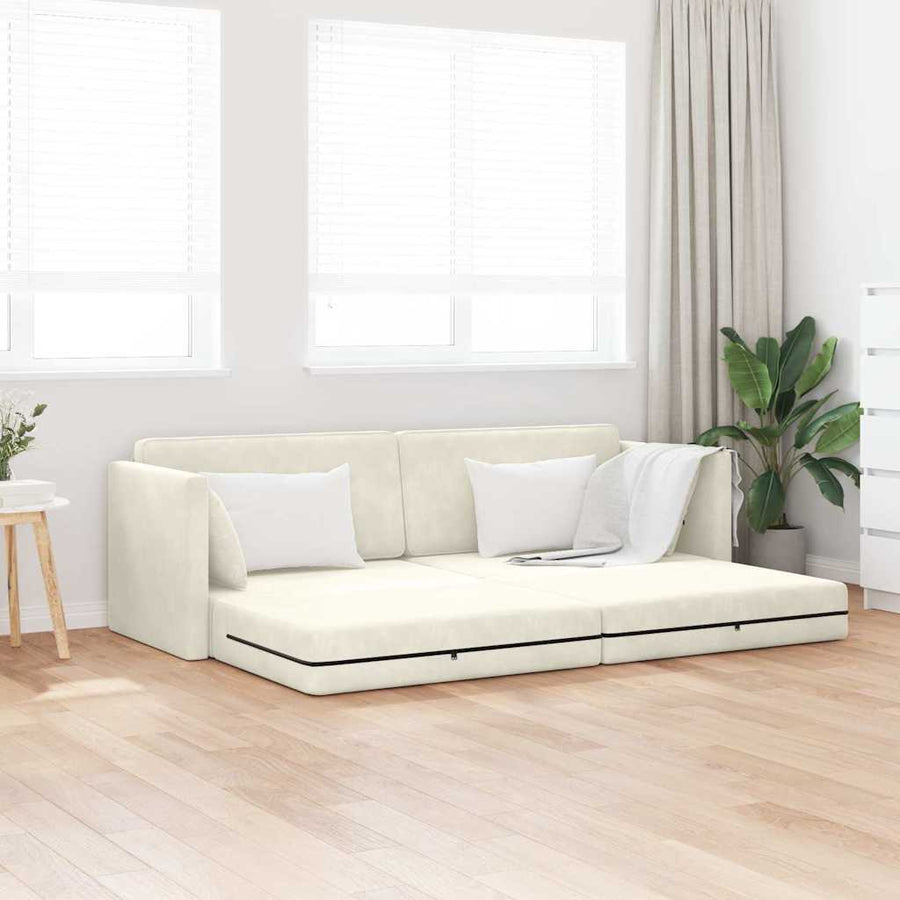 Vloerslaapbank Crème 213 x 70 x 77 cm Fluweel