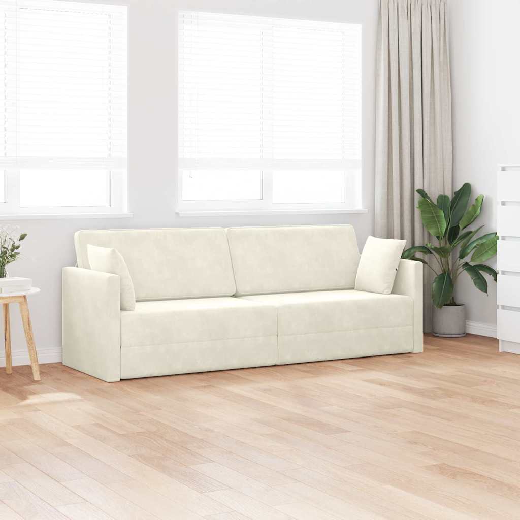 Vloerslaapbank Crème 213 x 70 x 77 cm Fluweel