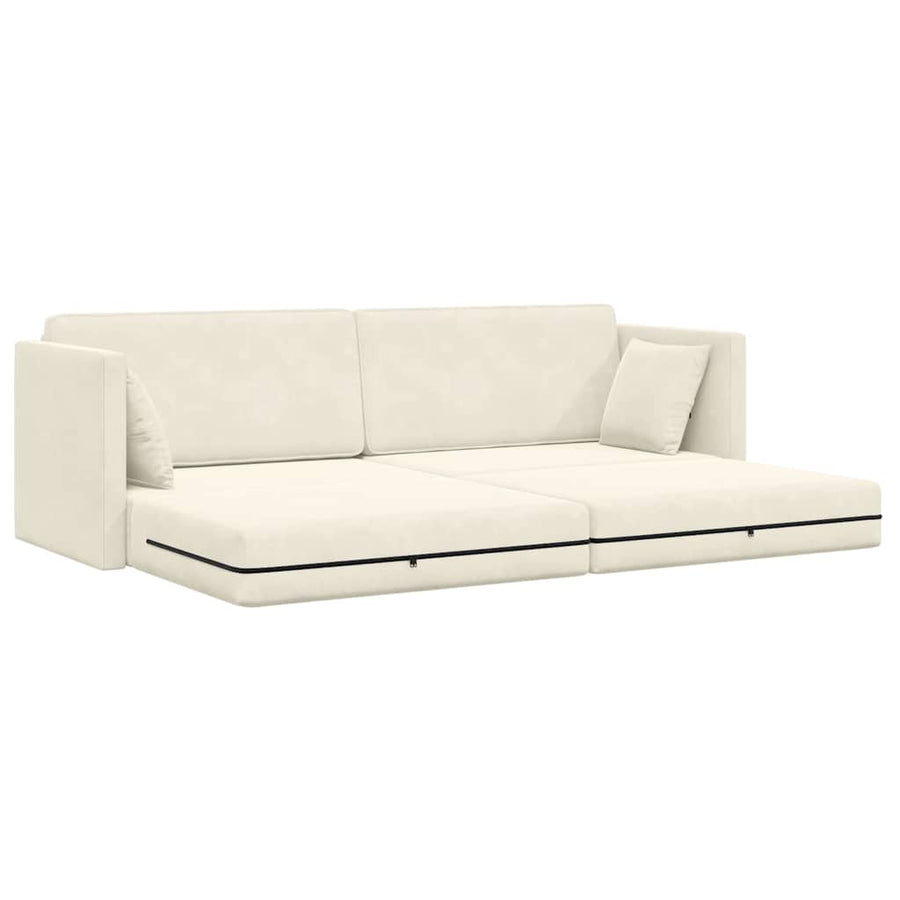 Vloerslaapbank Crème 213 x 70 x 77 cm Fluweel