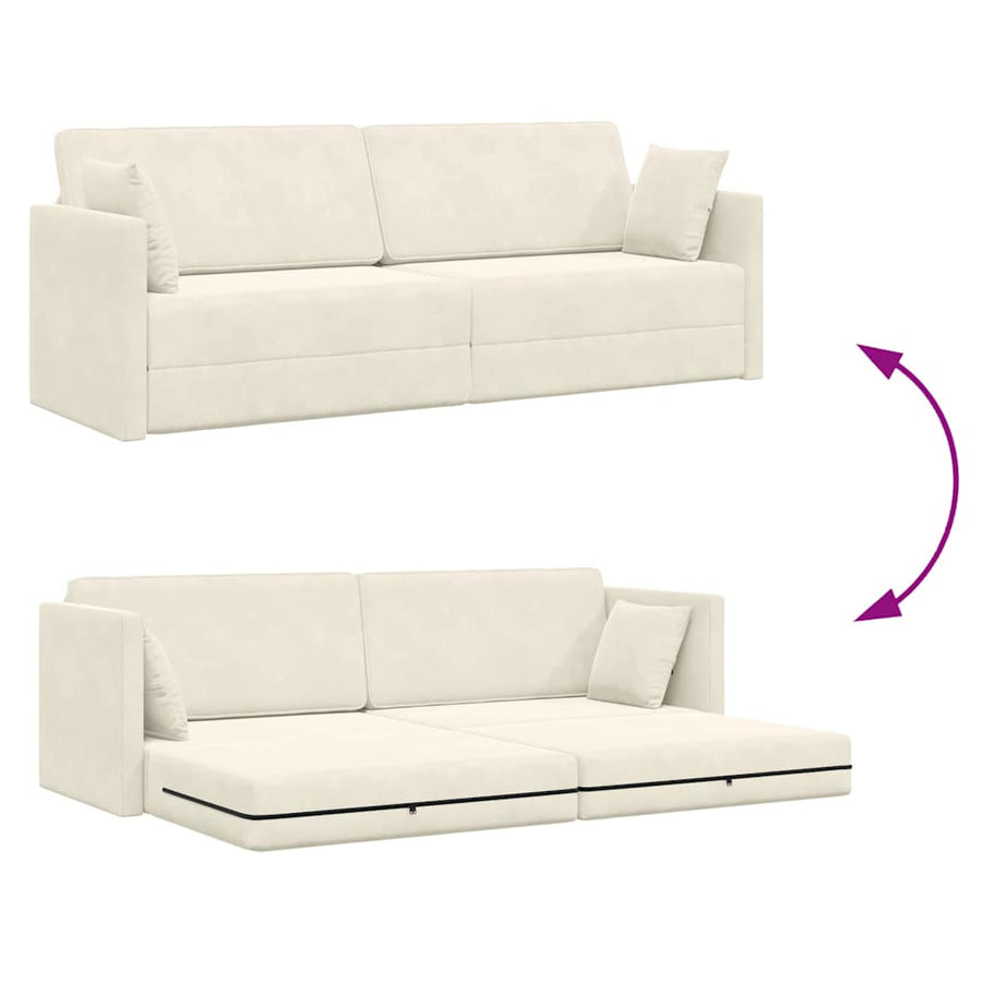 Vloerslaapbank Crème 213 x 70 x 77 cm Fluweel