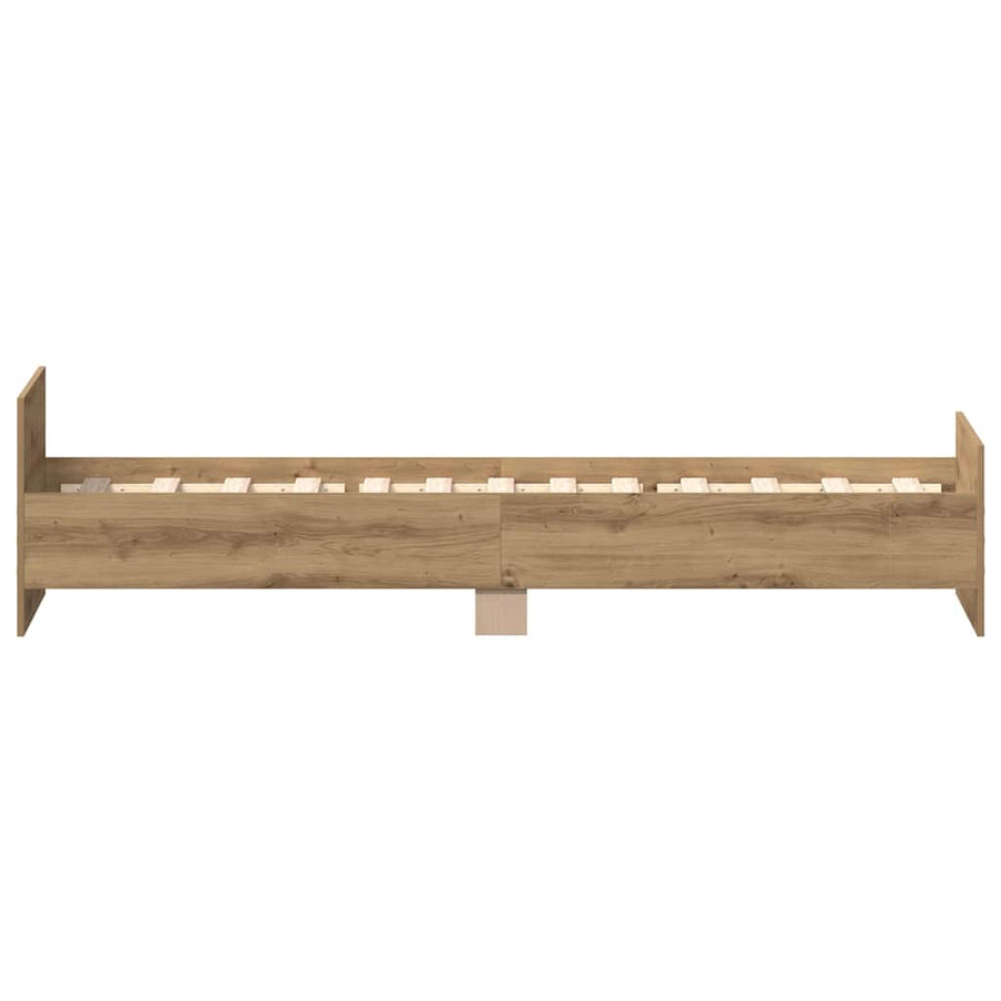 Bedframe zonder matras spaanplaat artisanaal eikenkleurig