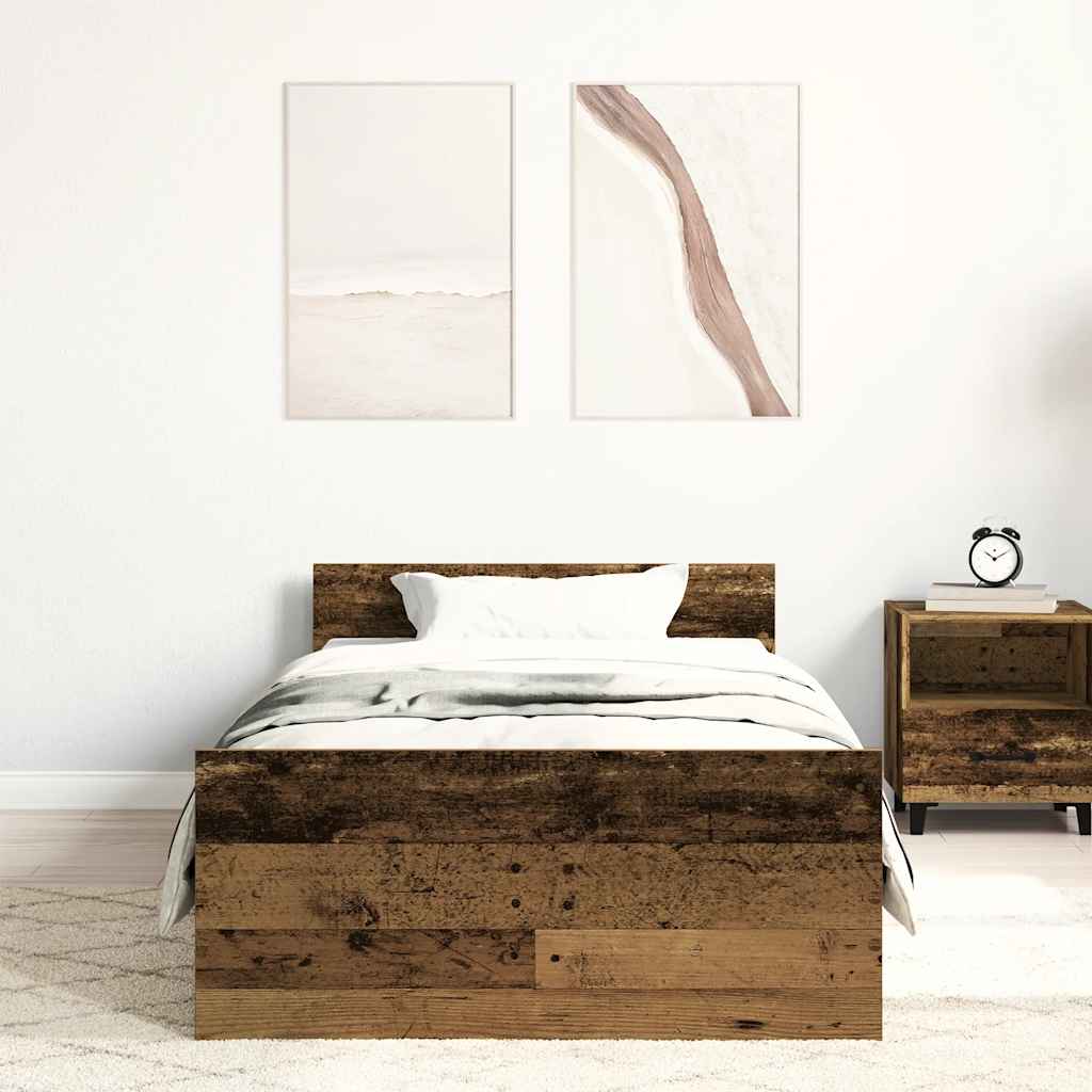 Bedframe zonder matras 100x200 cm bewerkt hout oud hout