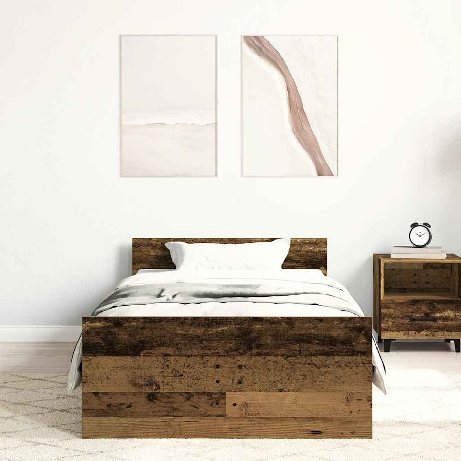 Bedframe zonder matras 100x200 cm bewerkt hout oud hout