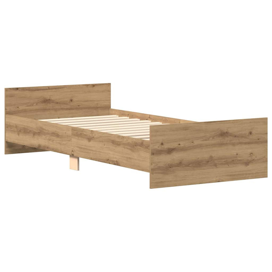 Bedframe zonder matras spaanplaat artisanaal eikenkleurig