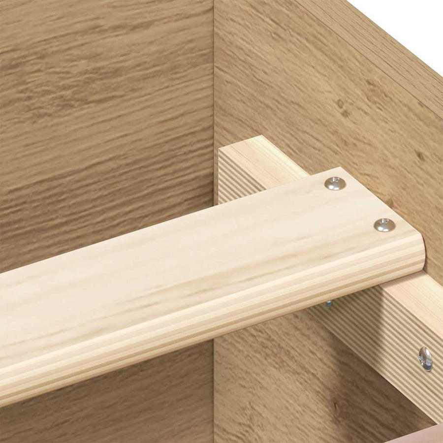 Bedframe zonder matras spaanplaat artisanaal eikenkleurig