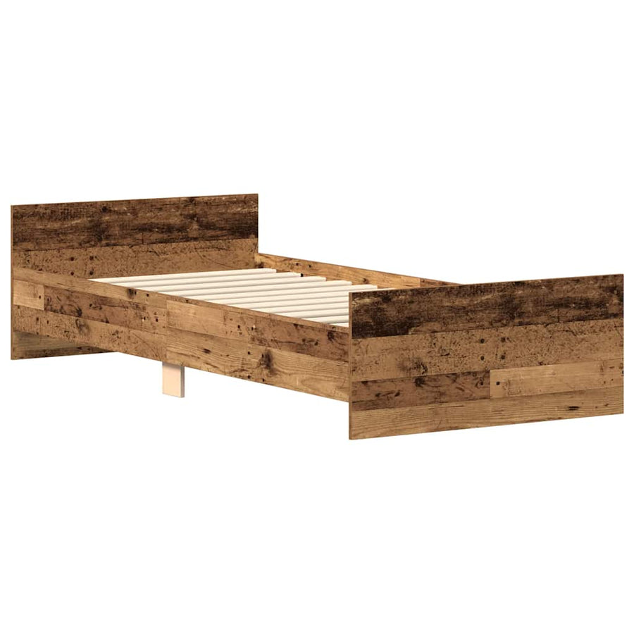 Bedframe zonder matras bewerkt 90x190 cm bewerkt hout oud