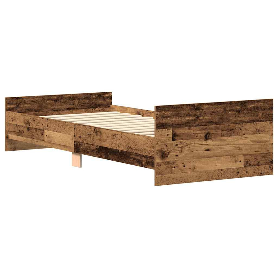 Bedframe zonder matras bewerkt 90x190 cm bewerkt hout oud