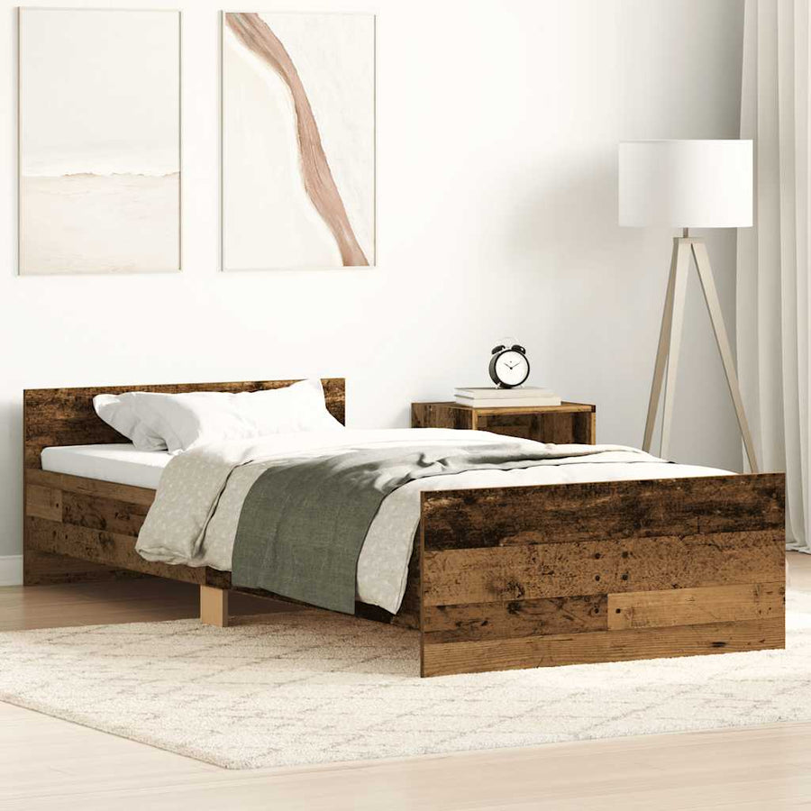 Bedframe zonder matras bewerkt 90x190 cm bewerkt hout oud