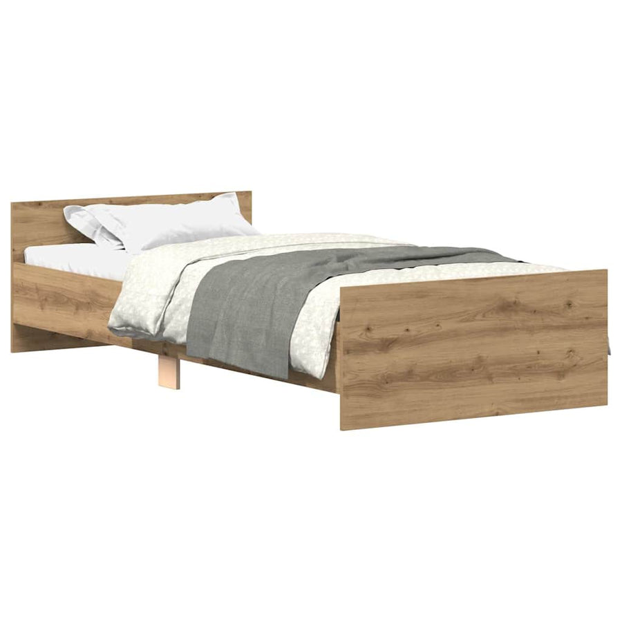 Bedframe zonder matras spaanplaat artisanaal eikenkleurig