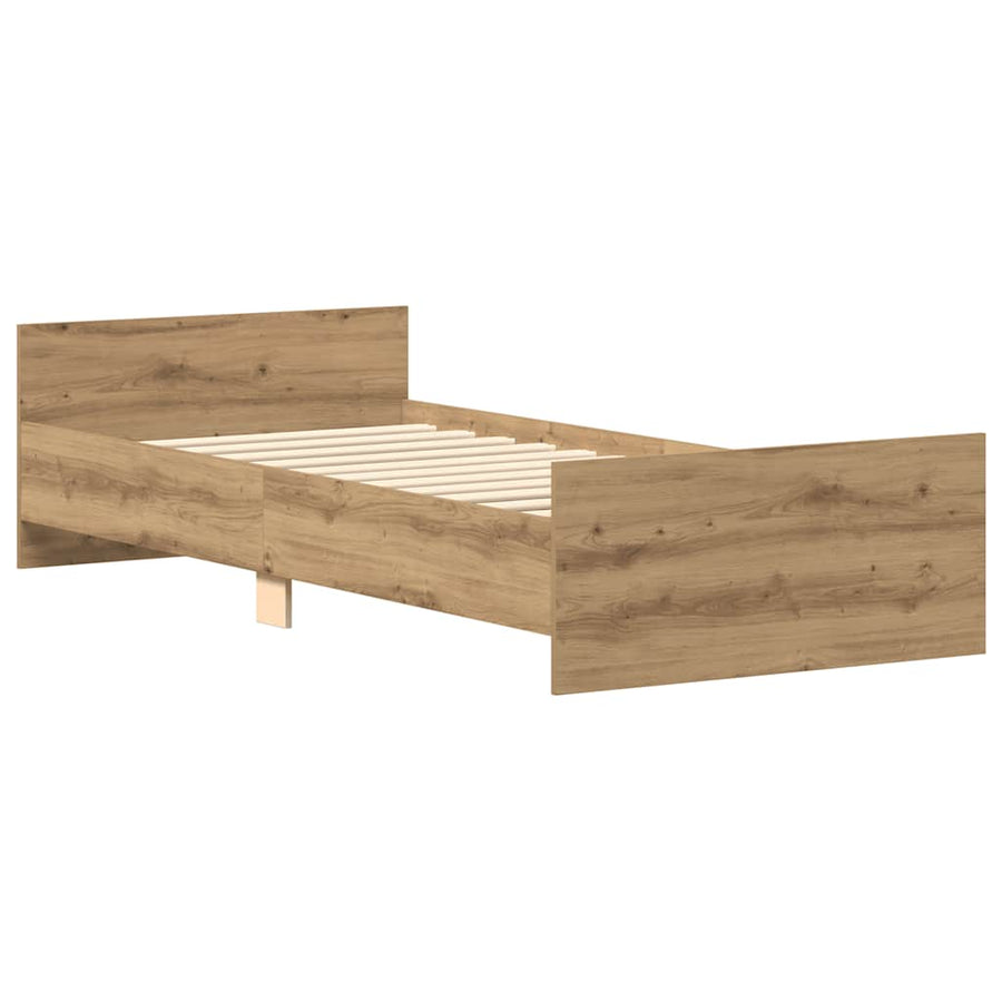 Bedframe zonder matras spaanplaat artisanaal eikenkleurig