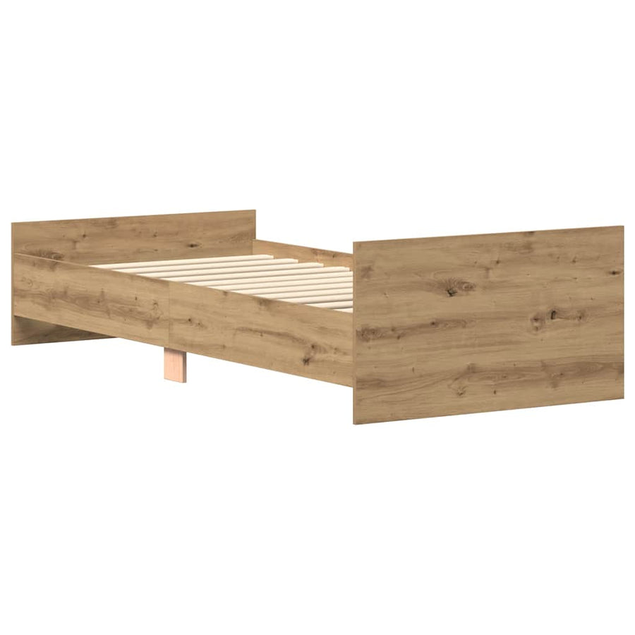 Bedframe zonder matras spaanplaat artisanaal eikenkleurig
