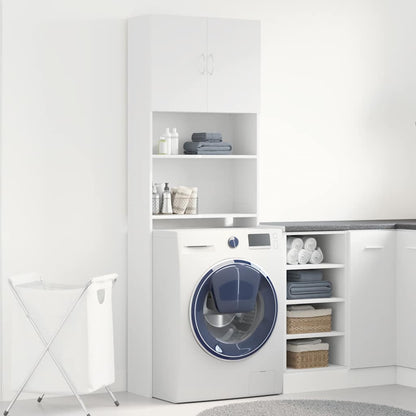 Wasmachinekast 64x24x190 cm bewerkt hout wit