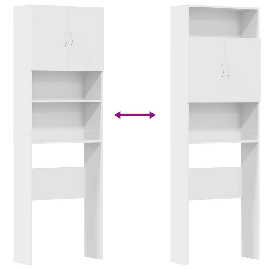 Wasmachinekast 64x24x190 cm bewerkt hout wit