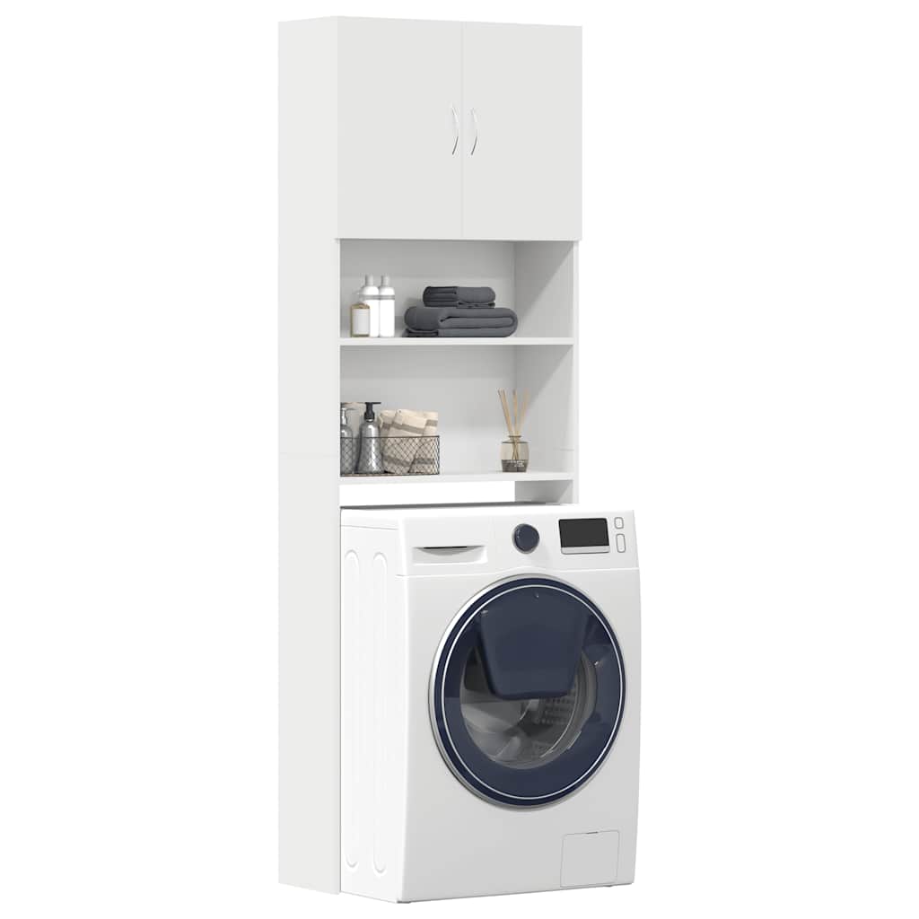 Wasmachinekast 64x24x190 cm bewerkt hout wit