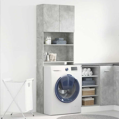 Wasmachinekast 64x24x190 cm bewerkt hout betongrijs