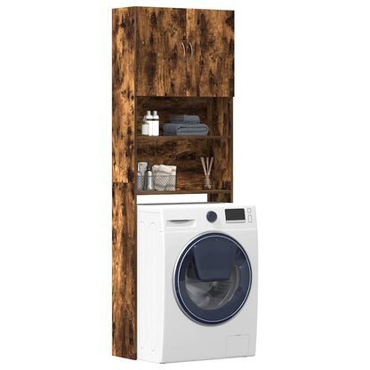 Wasmachinekast 64x24x190 cm bewerkt hout gerookt eikenkleurig