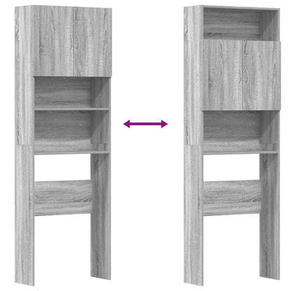 Wasmachinekast 64x24x190 cm bewerkt hout grijs sonoma eikenkl