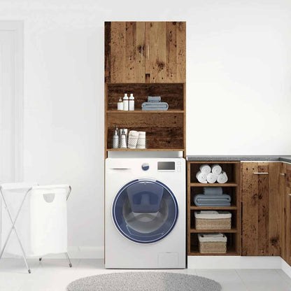 Wasmachinekast 64x24x190 cm bewerkt hout oud houtkleurig