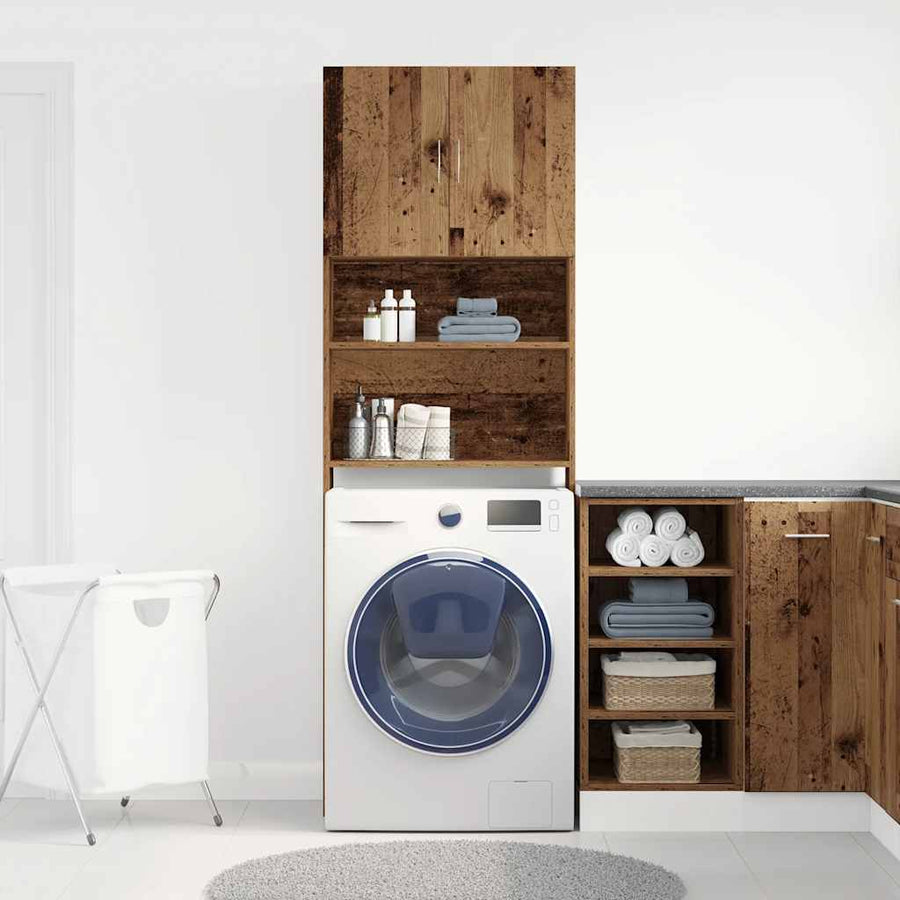 Wasmachinekast 64x24x190 cm bewerkt hout oud houtkleurig