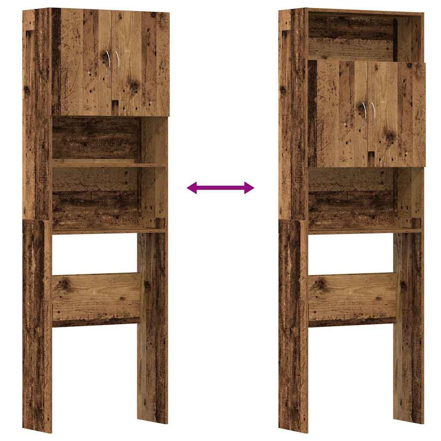 Wasmachinekast 64x24x190 cm bewerkt hout oud houtkleurig