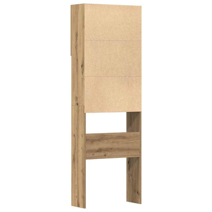 Wasmachinekast 64x24x190 cm bewerkt hout artisanaal eikenkleur