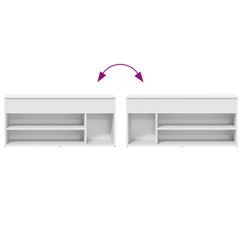Schoenenbank 102x30,5x45 cm bewerkt hout wit