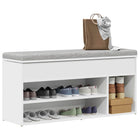 Shoe bench 102x30.5x45 cm engineered wood white