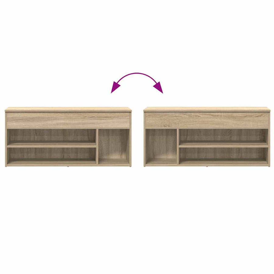 Schoenenbank 102x30,5x45 cm bewerkt hout sonoma eikenkleurig