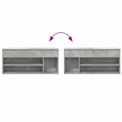 Schoenenbank 102x30,5x45 cm bewerkt hout betongrijs