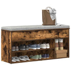 Schoenenbank 102x30,5x45 cm bewerkt hout gerookt eiken