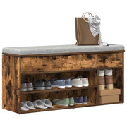 Schoenenbank 102x30,5x45 cm bewerkt hout gerookt eiken