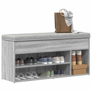 Schoenenbank 102x30,5x45 cm bewerkt hout grijs
