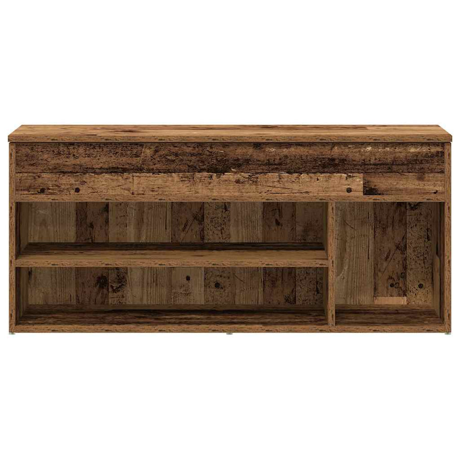 Schoenenbank 102x30,5x45 cm bewerkt hout oud houtkleurig