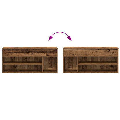 Schoenenbank 102x30,5x45 cm bewerkt hout oud houtkleurig